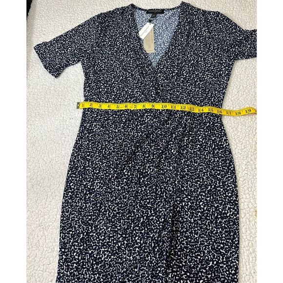 NWT Banana Republic Blue and White Asymmetrical Ruched Mini Dress - Picture 12 of 13